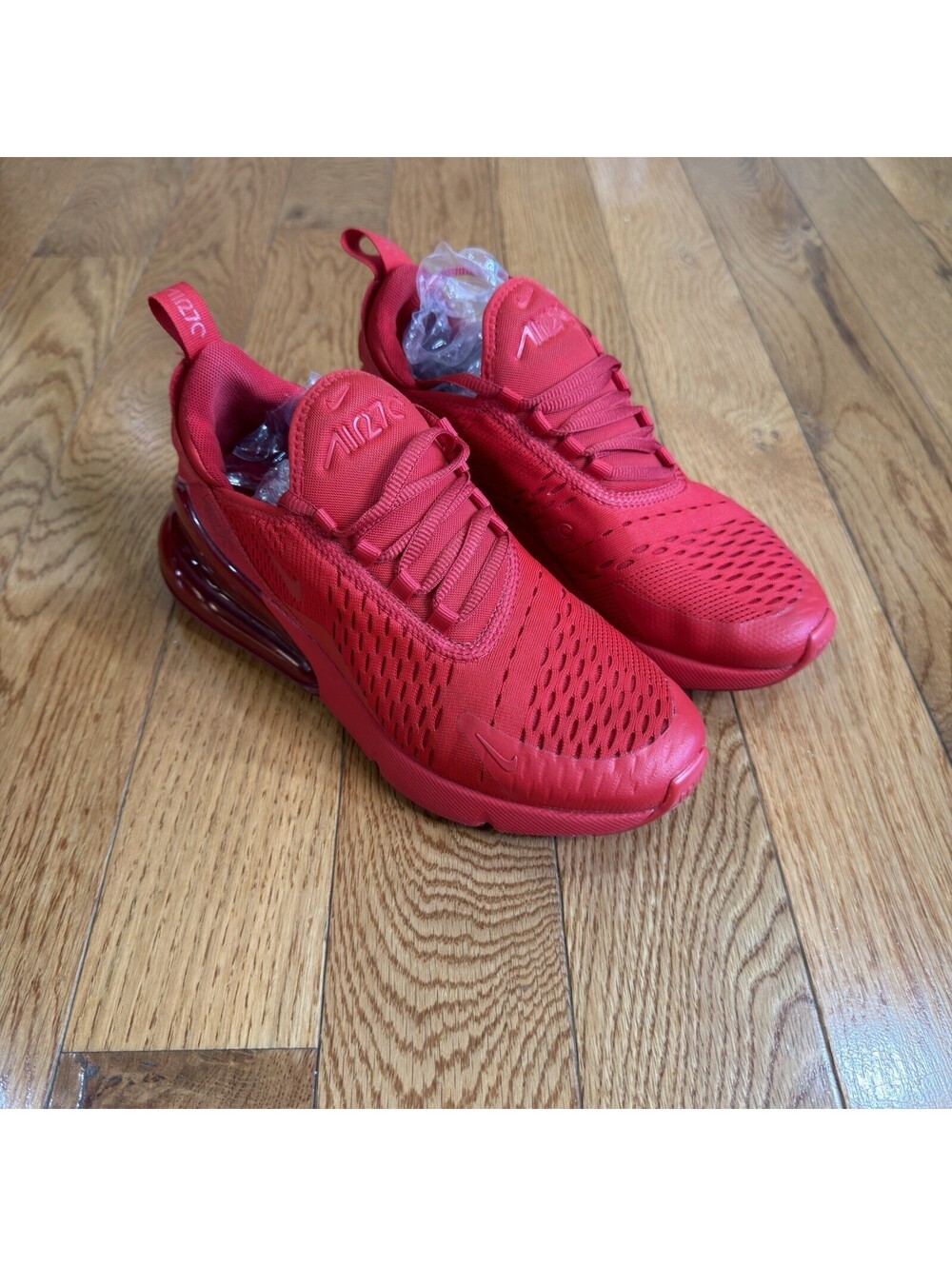 Size US 5.5 Y / 7 Women’s Nike Air Max 270 (GS) Red Unisex Kids Mesh Sneaker - Picture 8 of 9